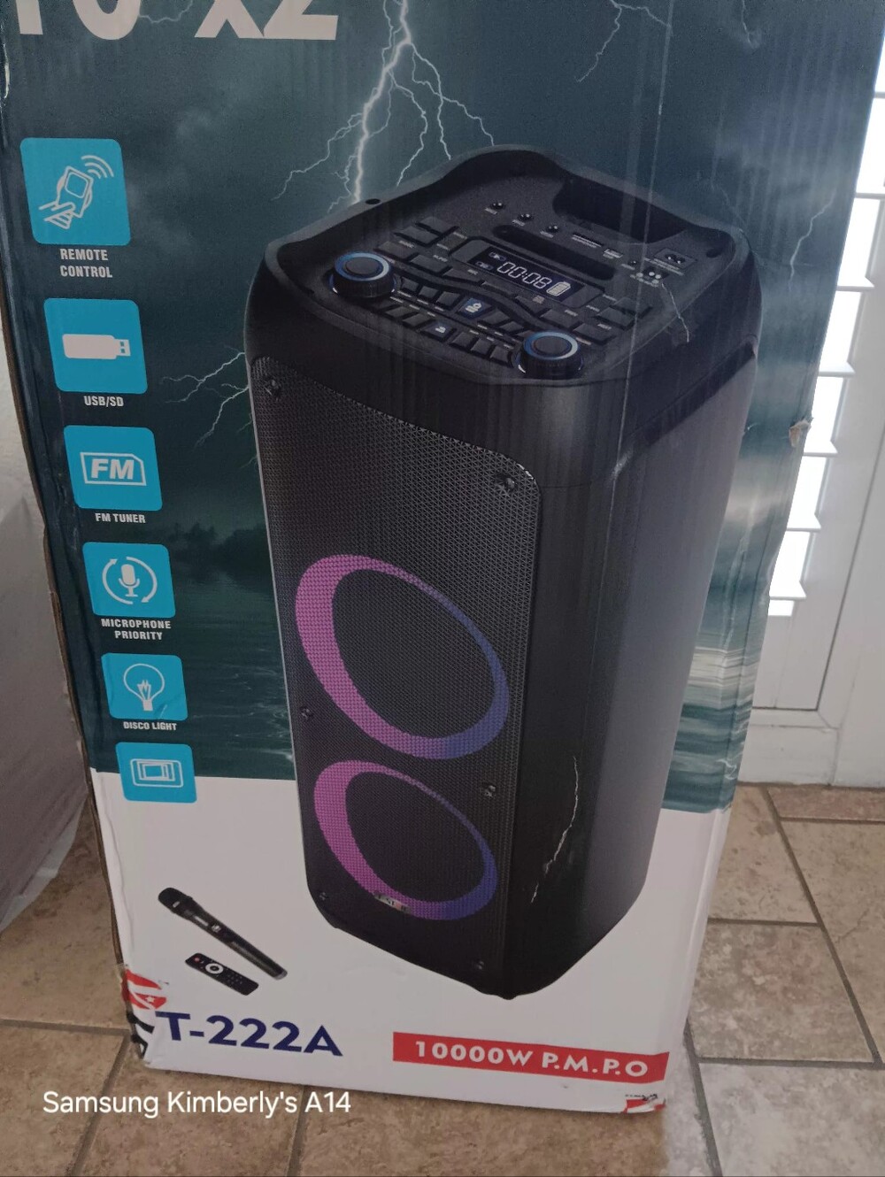 Portable Party Speaker T-222A by Karaoke And Mic Pick Up Only.